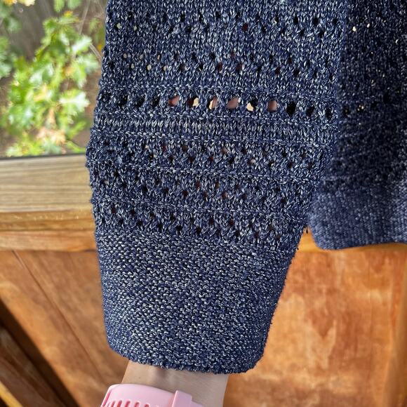 Chico's Dark Blue Open Knit Pullover Sweater Size L - Picture 5 of 6